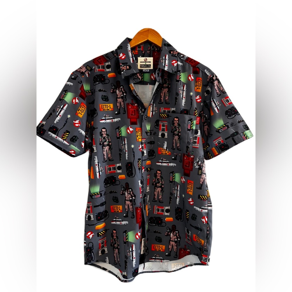 RSVLTS x Ghostbusters Ain't Afraid Kunuflex Button Down Short Sleeve Size M